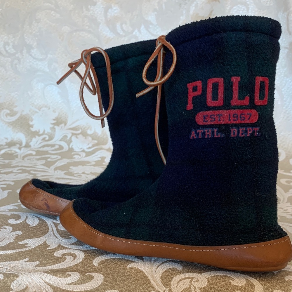 Polo Ralph Lauren 1992 Tartan Plaid Slipper Boots Made in USA vintage  Women’s M